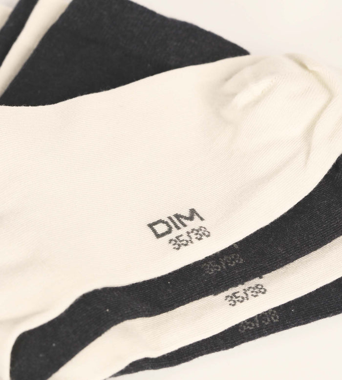 Dim Lot De 2 Paires De Mi-chaussettes Femme En Coton Ivoire Dim