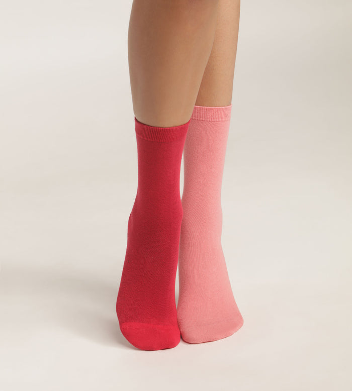 dim Lot de 2 paires de mi-chaussettes femme en coton Rose Dim
