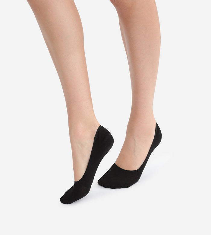dim Lot de 2 paires de protège-pieds noirs en coton Femme