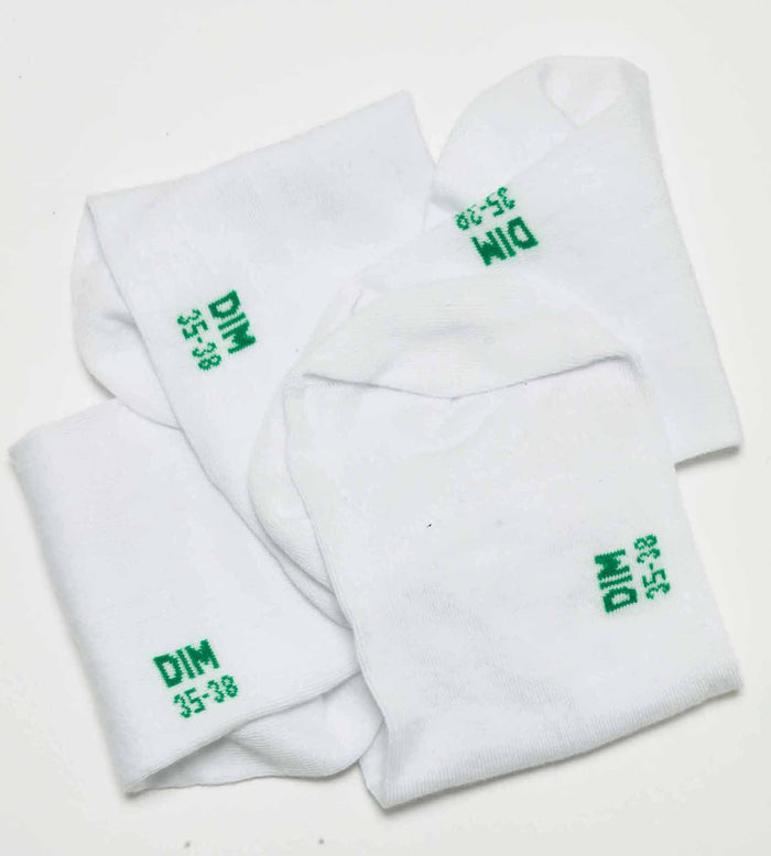 Dim Lot De 2 Paires De Socquettes Femme En Coton Bio Blanc Dim Good
