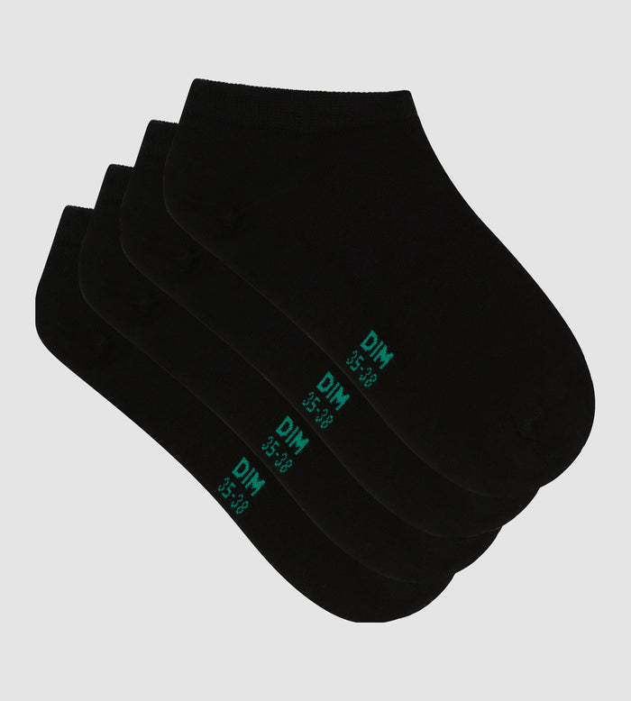 Dim Lot De 2 Paires De Socquettes Femme En Coton Bio Noir Dim Good