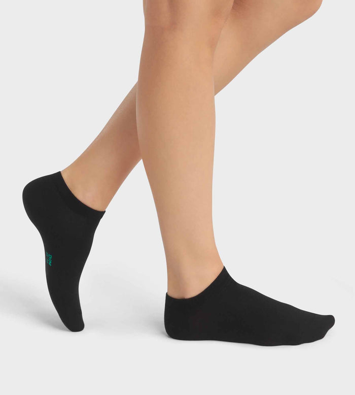 dim Lot de 2 paires de socquettes femme en coton bio Noir Dim Good