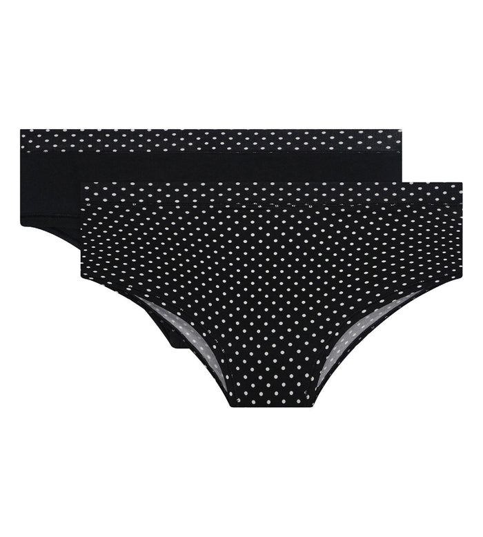 Dim Lot De 2 Shortys Femme Noir Pois Et Noir Pour Femme Body Mouv