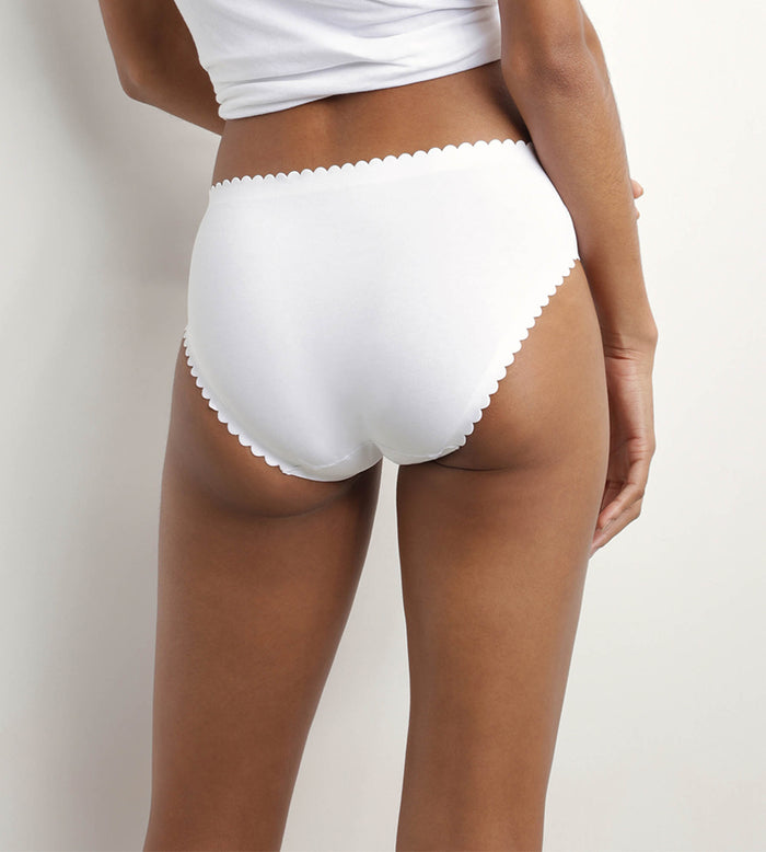 Dim Lot De 2 Slips Femme En Coton Stretch Blanc Et Gris Body Touch Easy