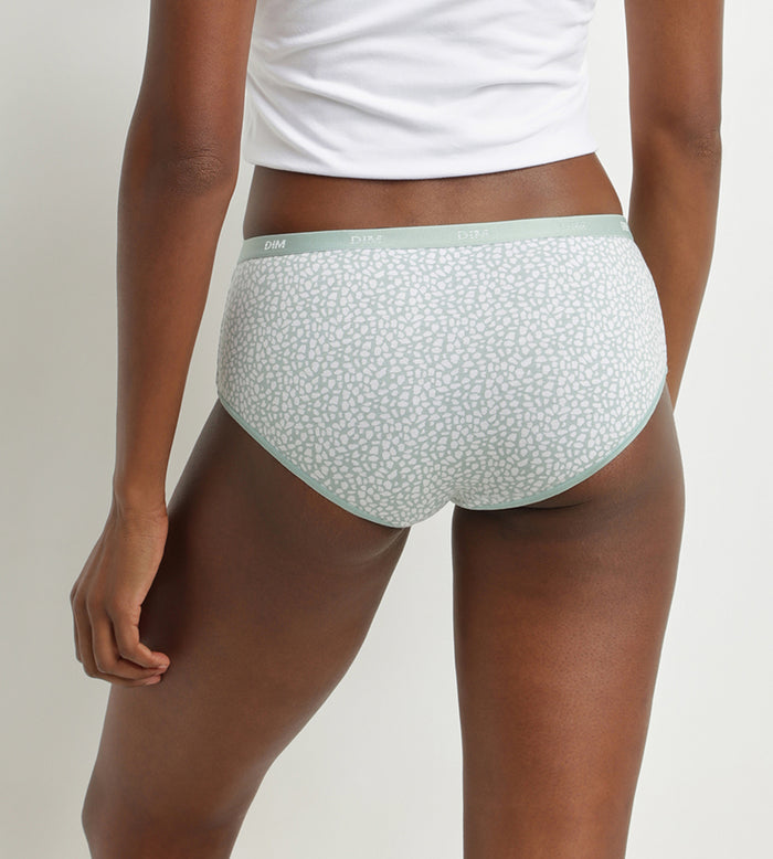 Dim Lot De 3 Boxers En Coton Stretch à Motif Animal Vert D'Eau Les Pockets