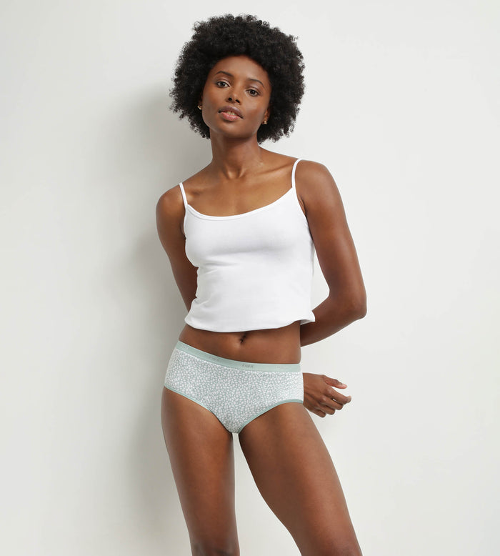 Dim Lot De 3 Boxers En Coton Stretch à Motif Animal Vert D'Eau Les Pockets