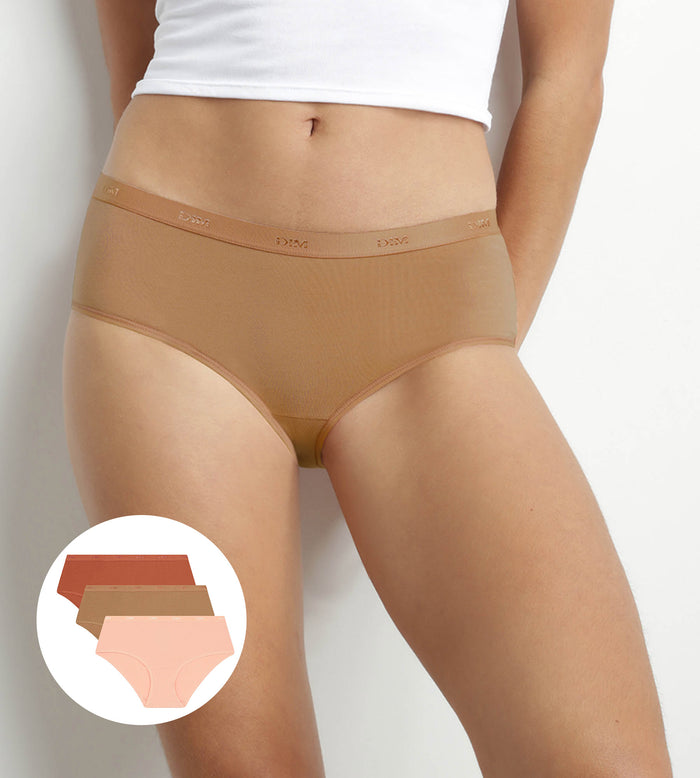 dim Lot de 3 boxers femme coton stretch Speculos Orange Les Pockets Ecodim