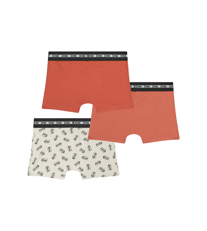 Dim Lot De 3 Boxers Garçon à Motifs Soda Orange Dim Coton Stretch
