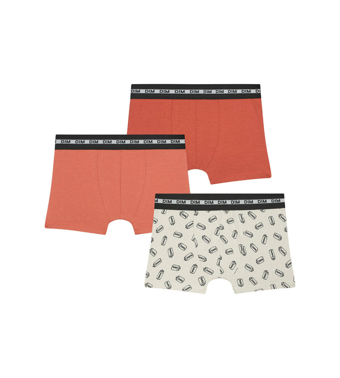 dim Lot de 3 boxers garçon à motifs Soda Orange Dim Coton Stretch