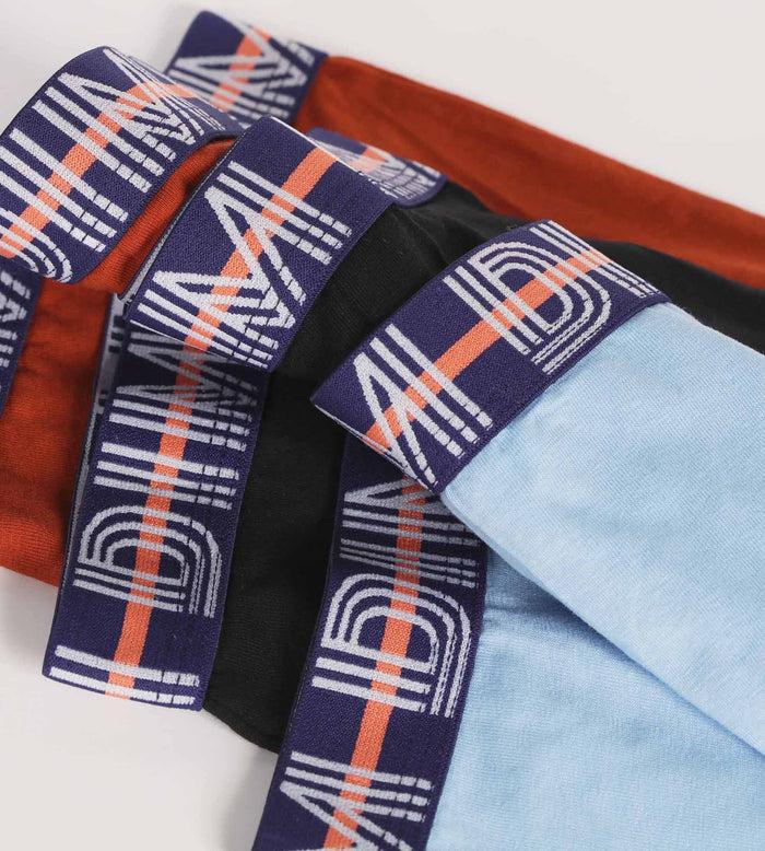 Dim Lot De 3 Boxers Garçon Bleu Rouge Ceinture Graphique Dim Coton Stretch