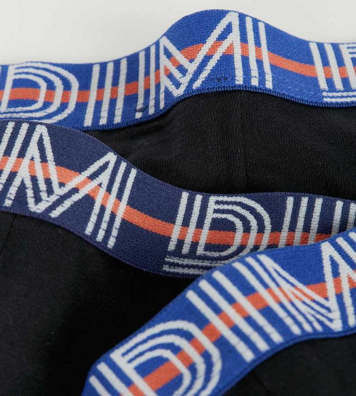 Dim Lot De 3 Boxers Garçon Coton Stretch Ceinture Contrastée Noir EcoDim