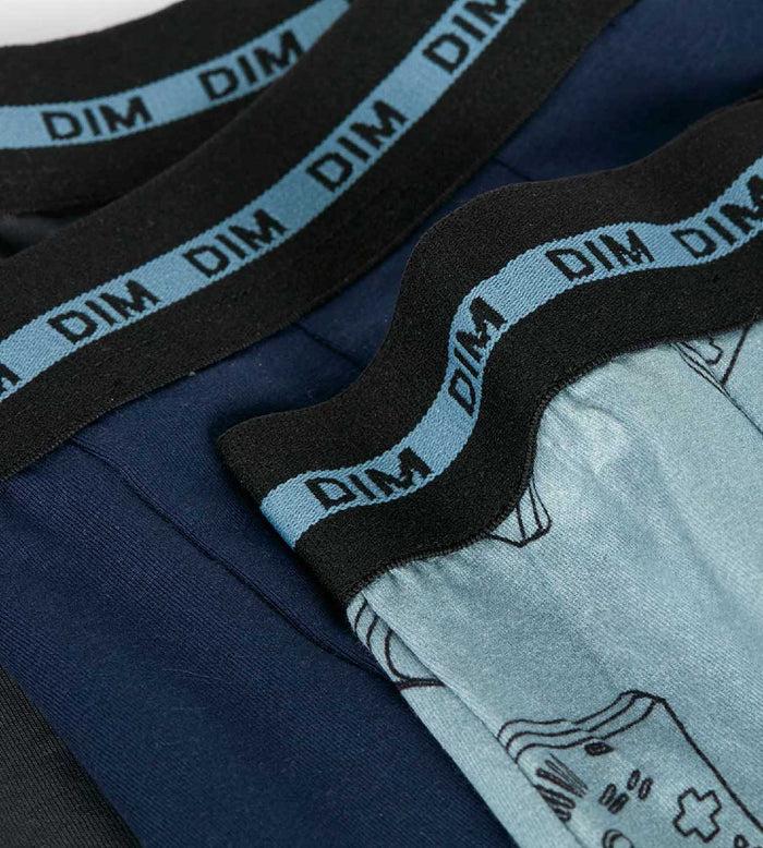 Dim Lot De 3 Boxers Garçon Coton Stretch Motif Gameboy Bleu EcoDim Mode