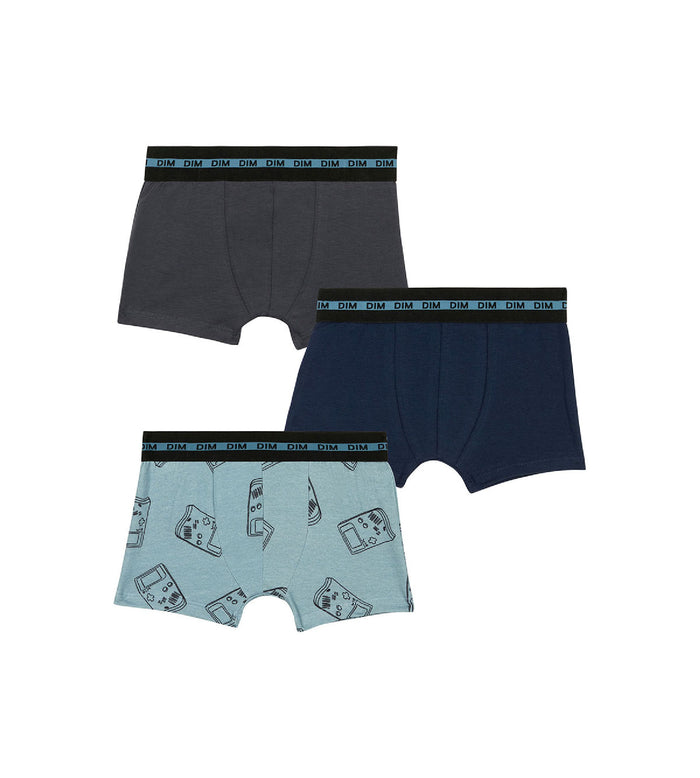 dim Lot de 3 boxers garçon coton stretch motif gameboy Bleu EcoDim Mode