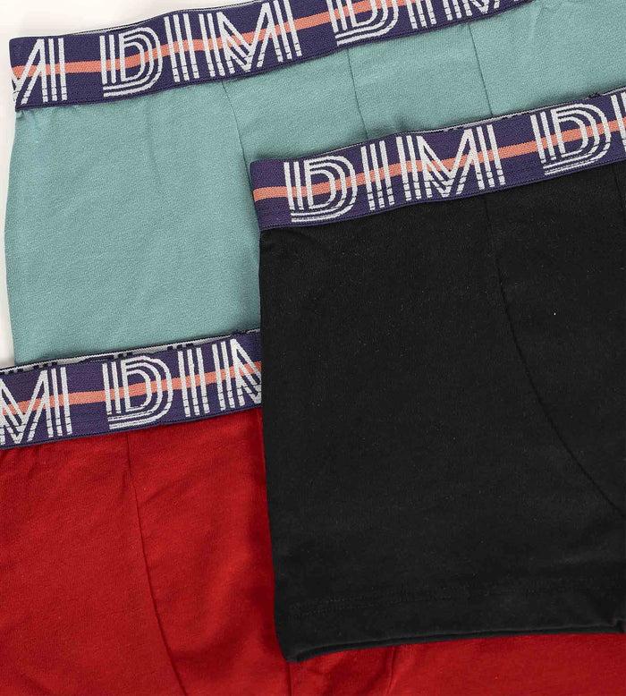 Dim Lot De 3 Boxers Garçon En Coton Stretch Rouge Bleu Vert EcoDim Classic