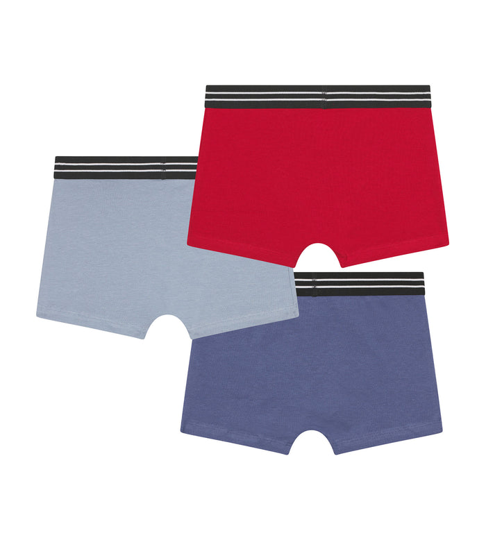 Dim Lot De 3 Boxers Garçon En Coton Stretch Rouge Carmin Bleu Ecodim
