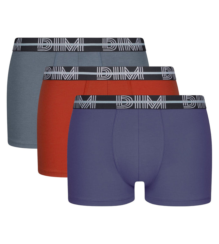 Dim Lot De 3 Boxers Homme à Ceinture 3D Bleu Rouge Gris Dim Powerful