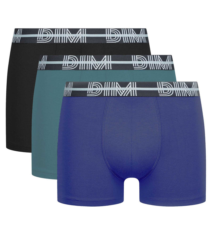 Dim Lot De 3 Boxers Homme à Ceinture 3D Noir Bleu Vert Dim Powerful