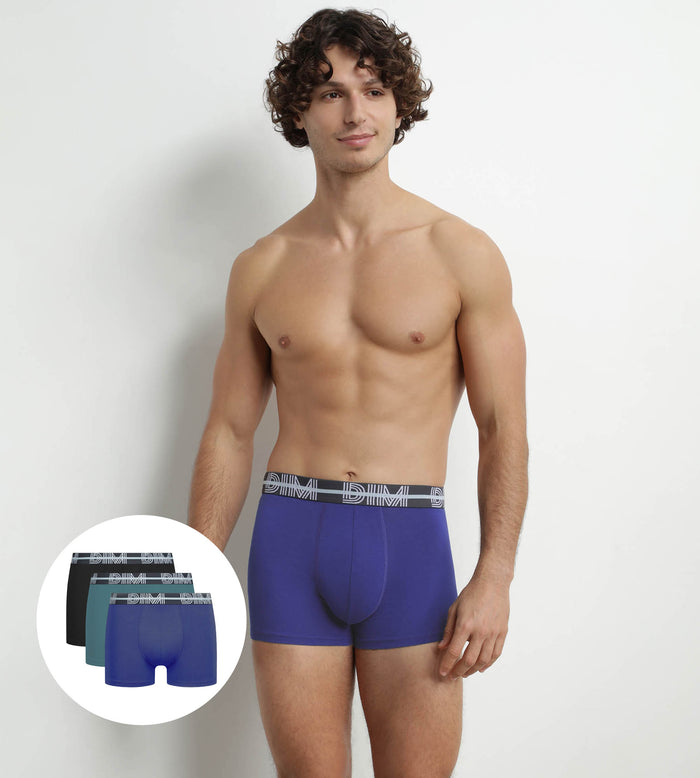 dim Lot de 3 boxers homme à ceinture 3D Noir Bleu Vert Dim Powerful