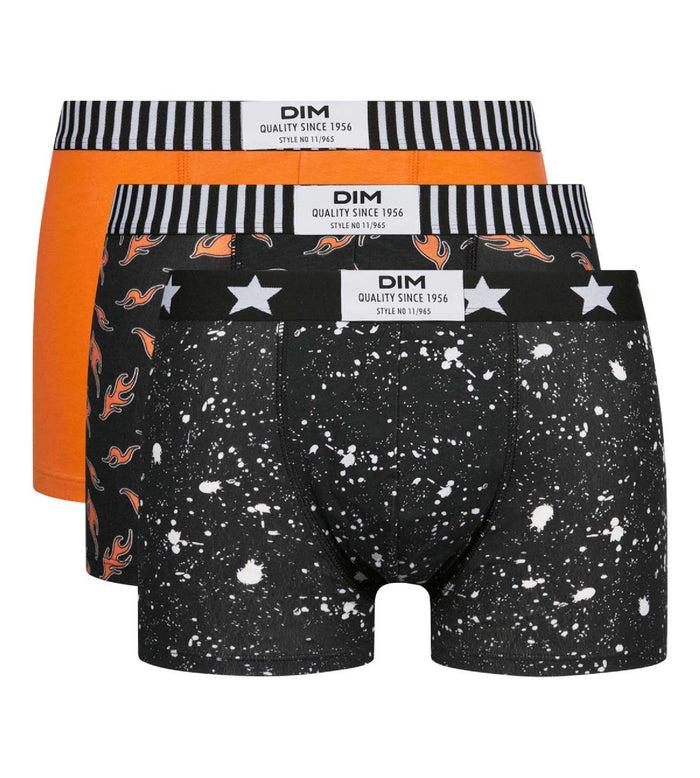 Dim Lot De 3 Boxers Homme Coton Stretch Motifs Marbre Et Flammes Dim Vibes