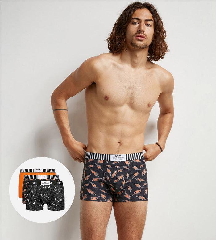 dim Lot de 3 boxers homme coton stretch motifs marbre et flammes Dim Vibes