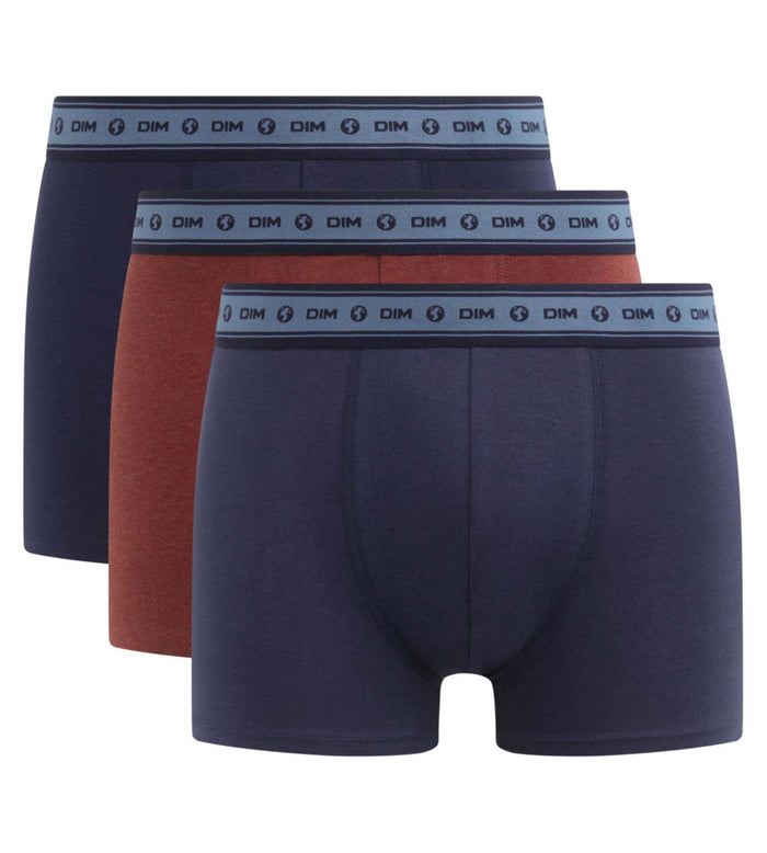 Dim Lot De 3 Boxers Homme En Coton Bio Bleu Rouge Denim Dim Good