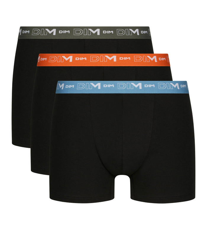 Dim Lot De 3 Boxers Homme En Coton Bleu Orange Dim Coton Stretch