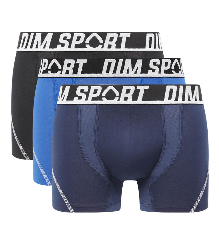 Dim Lot De 3 Boxers Homme Microfibre Thermorégulateur Bleu Dim Sport