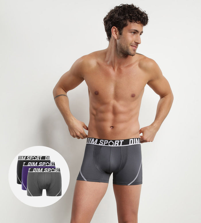 dim Lot de 3 boxers homme microfibre thermorégulateur Violet Dim Sport