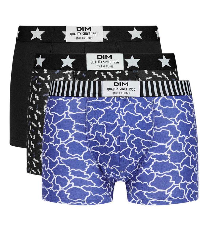 Dim Lot De 3 Boxers Homme Motifs Nuages Bleu Noir Dim Vibes