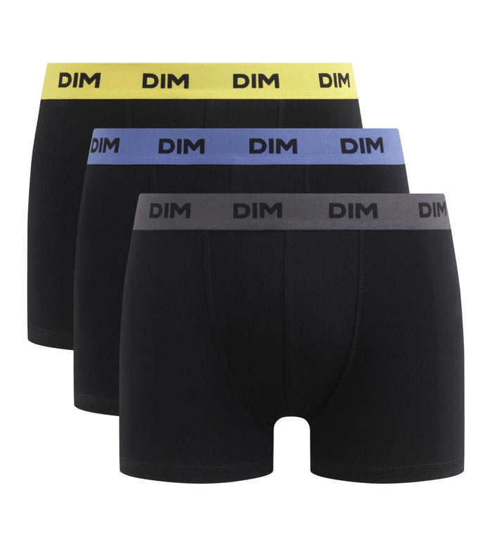 Dim Lot De 3 Boxers Homme Noir Ceinture Colorée Mimosa Lila Mix & Colors