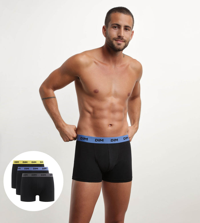 dim Lot de 3 boxers homme noir ceinture colorée Mimosa Lila Mix & Colors