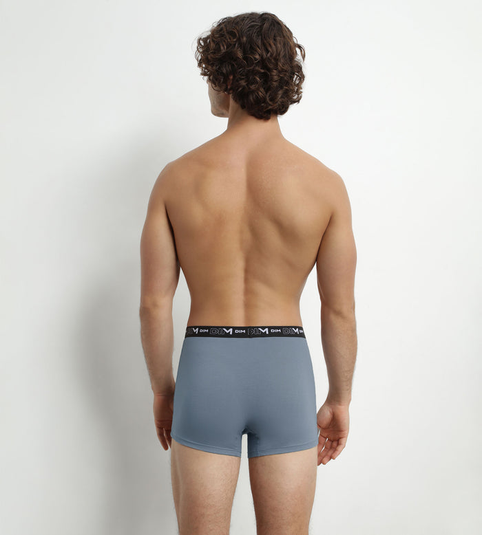 Dim Lot De 3 Boxers Homme Noir Gris Ceinture Contrastée Dim Coton Stretch