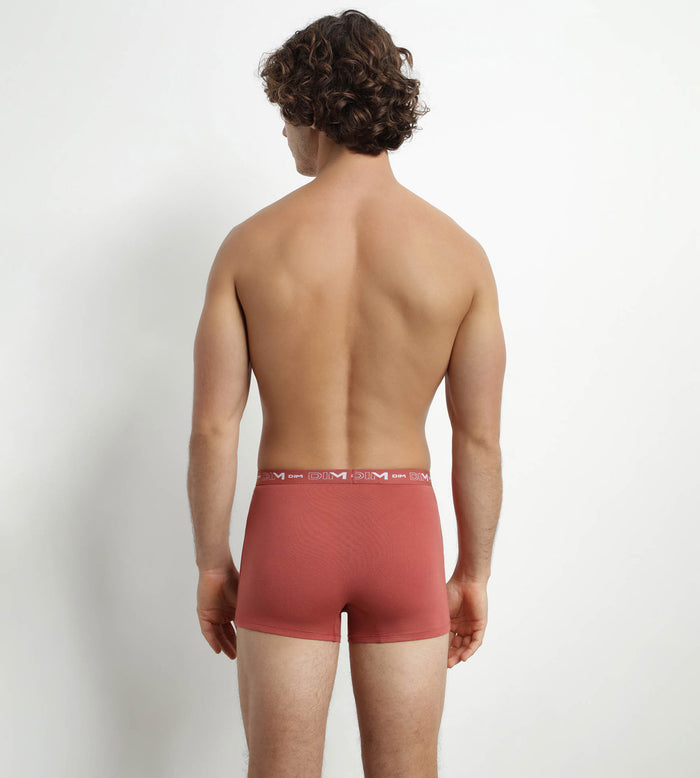 Dim Lot De 3 Boxers Homme Noir Marron Terracotta Chiné Dim Coton Stretch