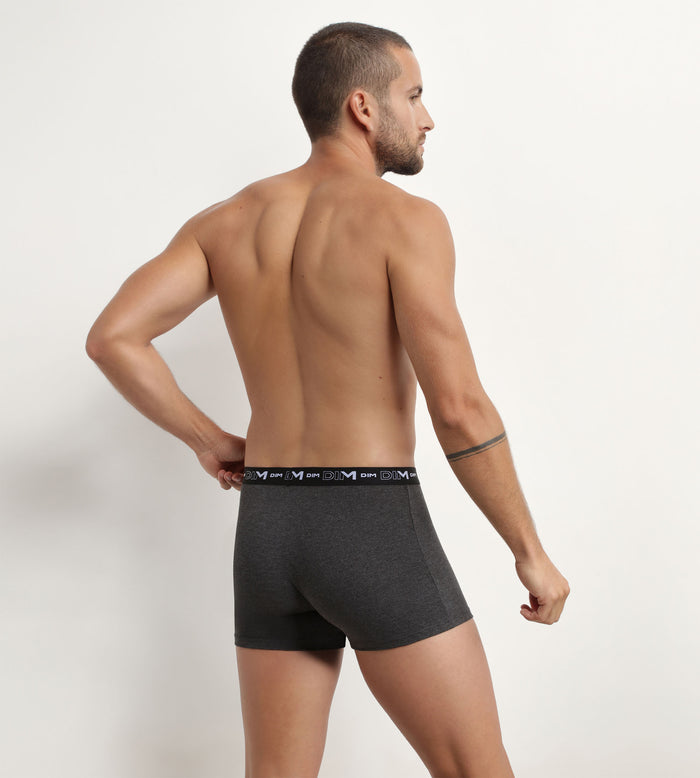 Dim Lot De 3 Boxers Homme Pistache Bleuet Noir Chiné Dim Coton Stretch