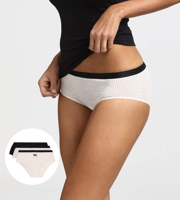 dim Lot de 3 boxers nœud noir en coton Les Pockets