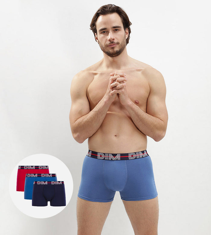 dim Lot de 3 boxers rouge bleu nuit et bleu clair - Dim Powerful
