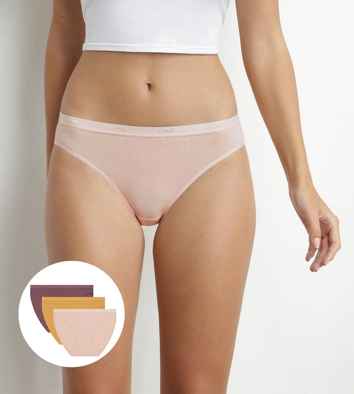 dim Lot de 3 culottes coton stretch Jaune Nude Marron Les Pockets Ecodim