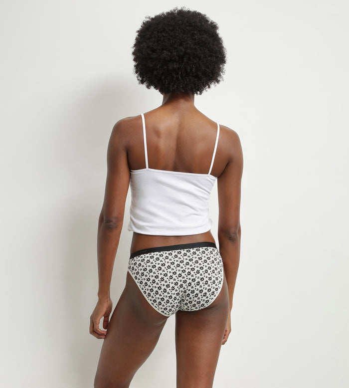 Dim Lot De 3 Culottes En Coton Stretch Motif Floral Blanc Noir Les Pockets