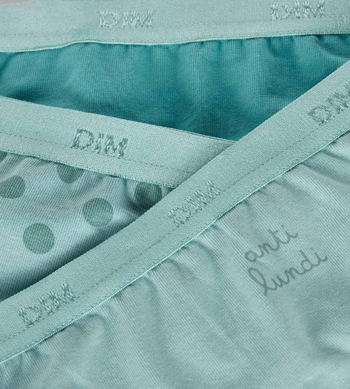 Dim Lot De 3 Culottes Fille En Coton Stretch Vert D’Eau à Pois Les Pockets