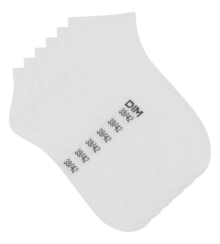 Dim Lot De 3 Paires De Chaussettes Courtes Femme Blanc Dim Coton