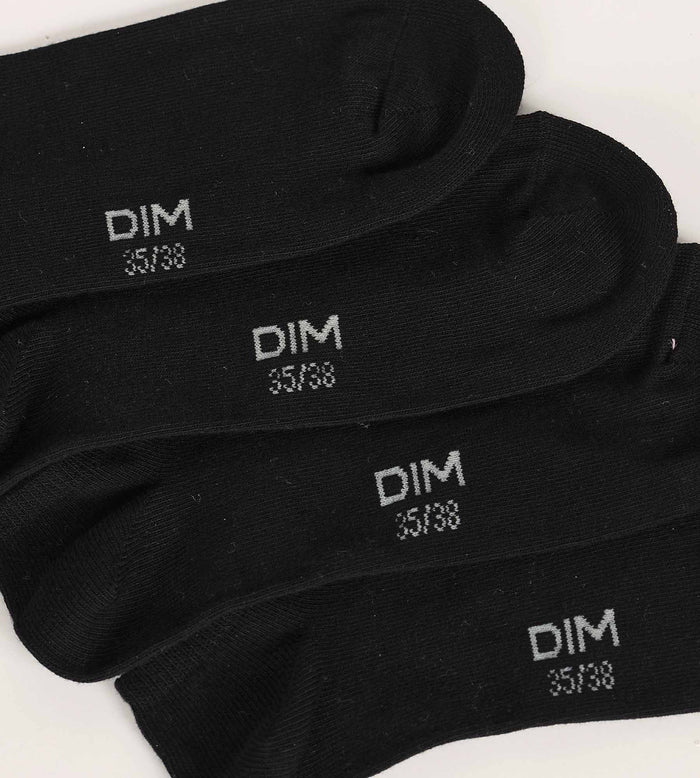 Dim Lot De 3 Paires De Chaussettes Courtes Femme Noir Dim Coton