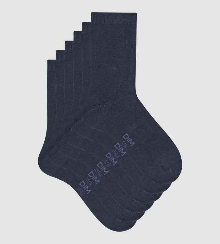 Dim Lot De 3 Paires De Chaussettes Femme Bleu Marine En Coton Dim