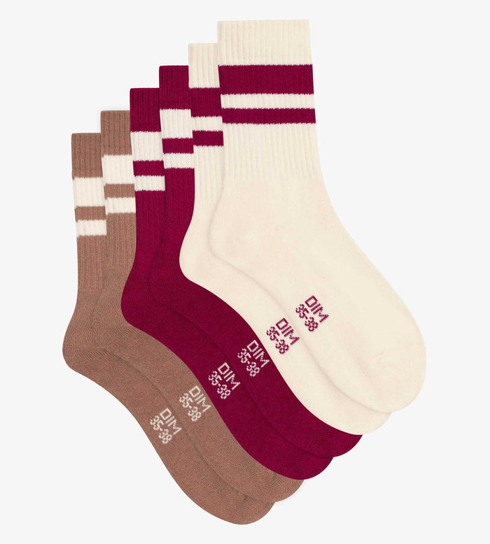 Dim Lot De 3 Paires De Chaussettes Femme En Coton Café EcoDim Sport