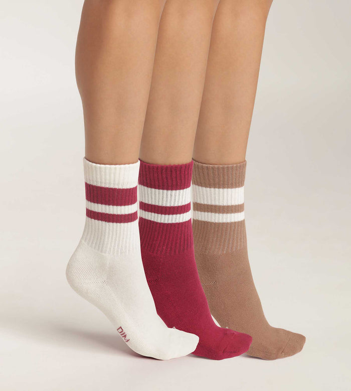 dim Lot de 3 paires de chaussettes femme en coton Café EcoDim Sport