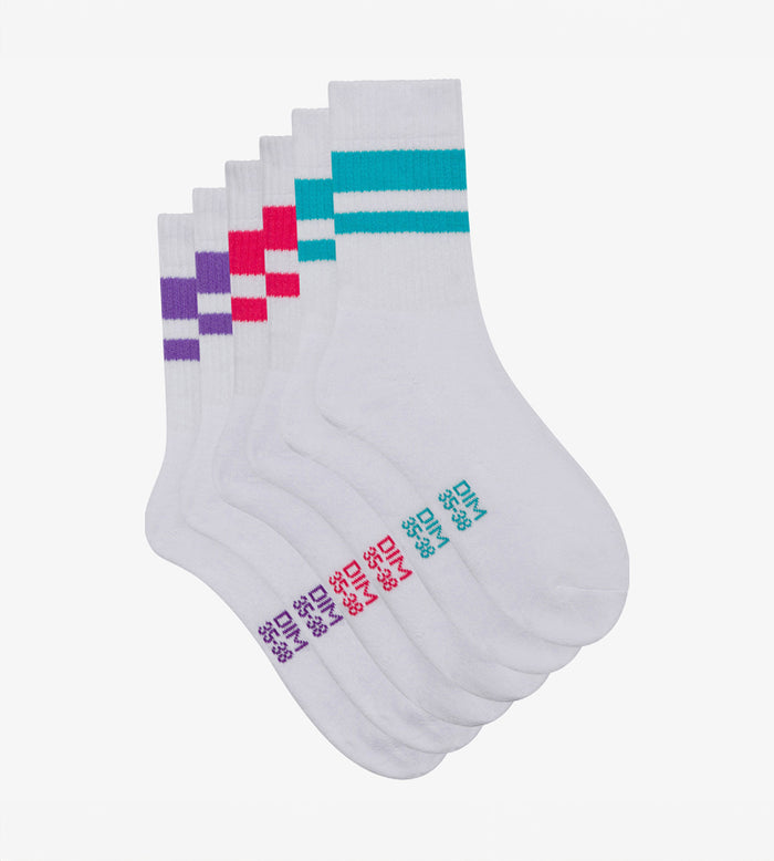 Dim Lot De 3 Paires De Chaussettes Femme En Coton Rouge EcoDim Sport