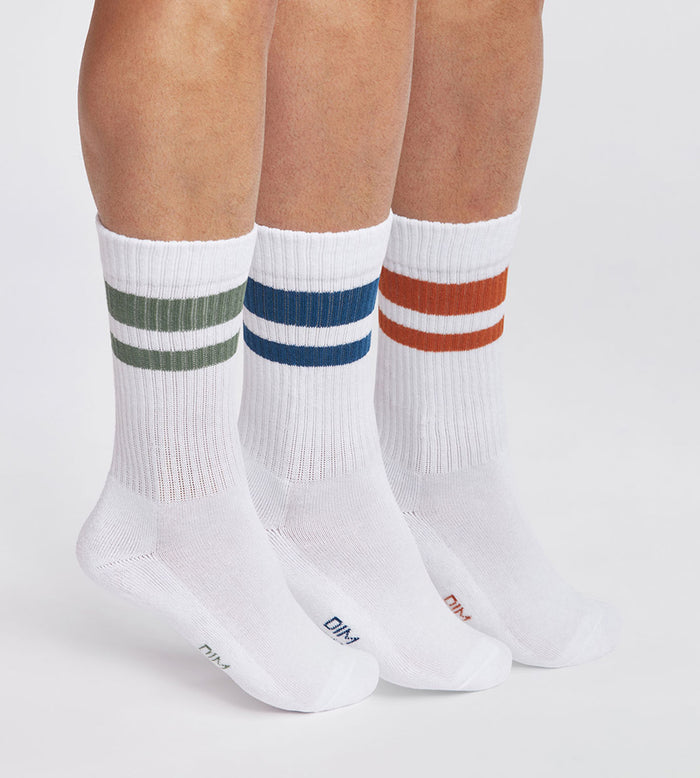 dim Lot de 3 paires de chaussettes homme en coton Blanc Vert EcoDim Sport