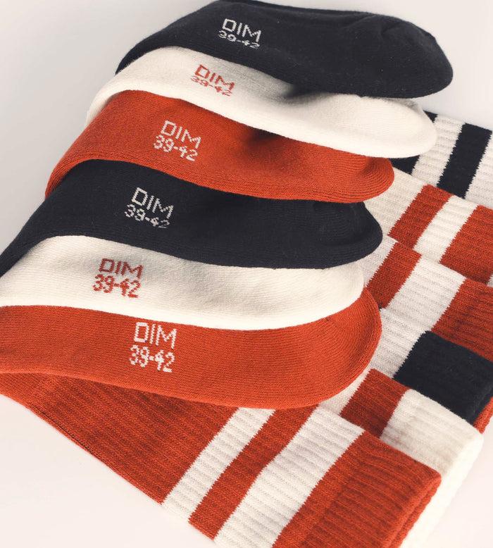 Dim Lot De 3 Paires De Chaussettes Homme En Coton Rouge EcoDim Sport