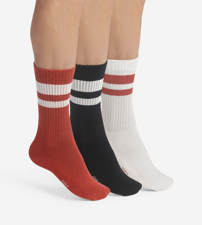 dim Lot de 3 paires de chaussettes homme en coton Rouge EcoDim Sport