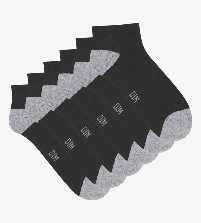 Dim Lot De 3 Paires De Socquettes Femme En Coton Noir Et Gris EcoDim Sport