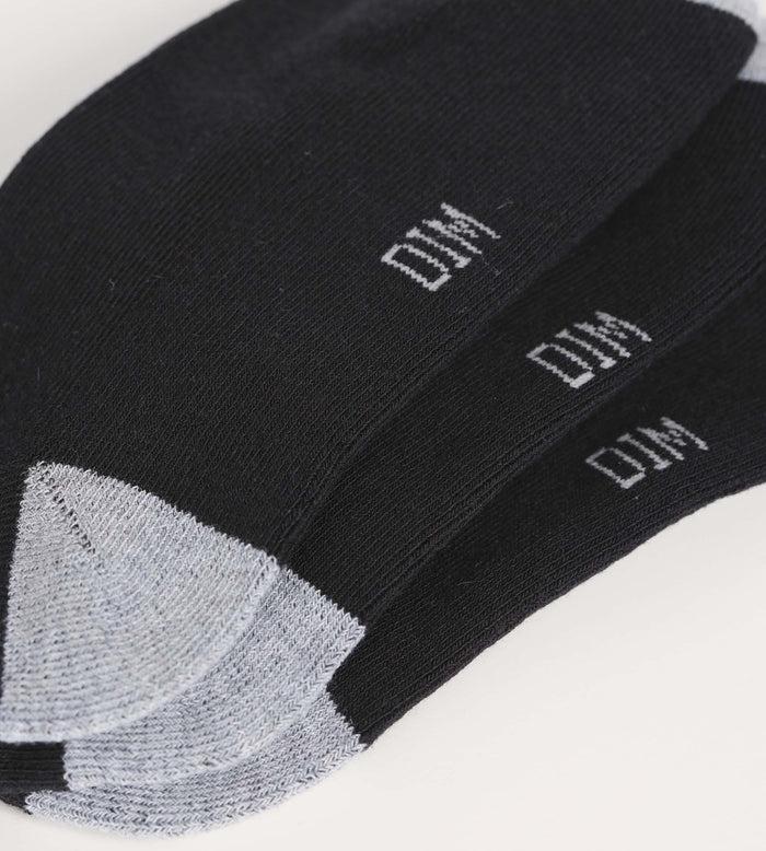 Dim Lot De 3 Paires De Socquettes Femme En Coton Noir Et Gris EcoDim Sport